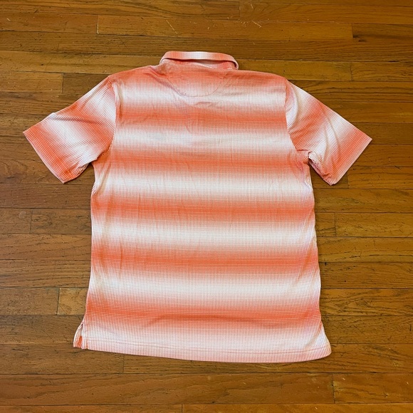 Greg Norman Mens M Polo Golf Shirt Orange Geometric Summer Comfort Front Shark - Picture 7 of 7